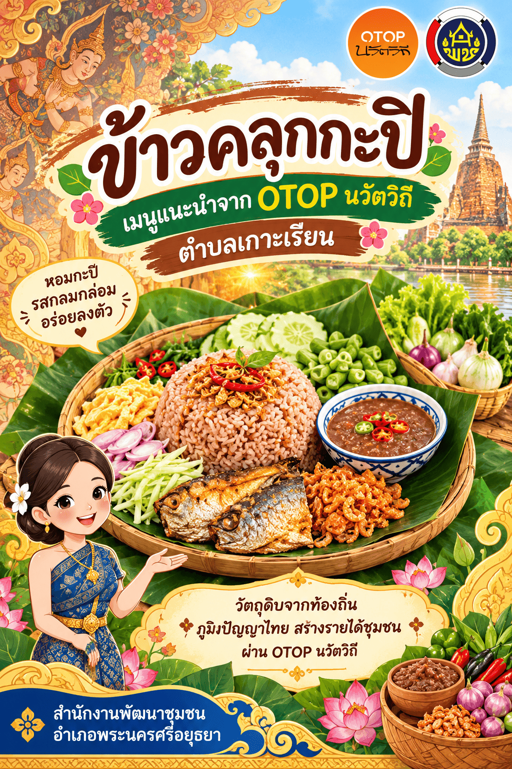 ✨สพอ.พระนครศรีอยุธยา ขอเชิญท่องเที่ยว ชอป ชม ชิม  วิสาหกิจชุมชนท่องเที่ยวเกาะเรียน ณ สะพานรักษ์ริมคลองเกาะเรียน บ้านต้นสะตือสามต้น หมู่ 4 ตำบลเกาะเรียน อำเภอพระนครศรีอยุธยา จังหวัดพระนครศรีอยุธยา